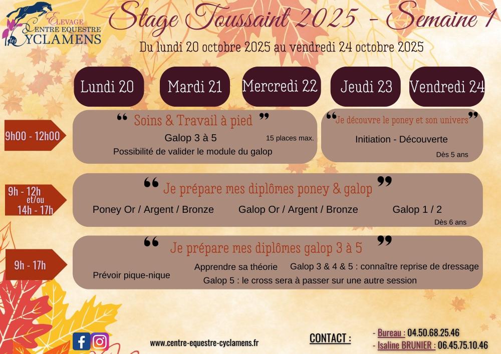 Toussaint 2025 - Semaine 1