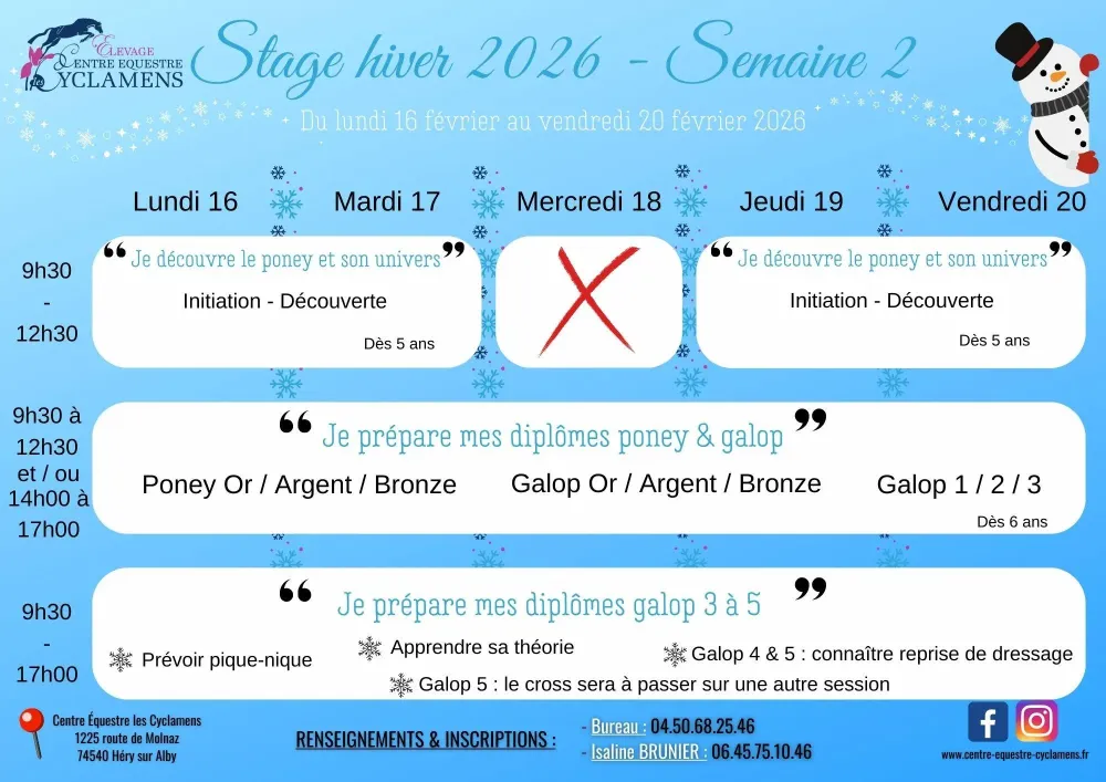 Stage hiver 2026 semaine 2